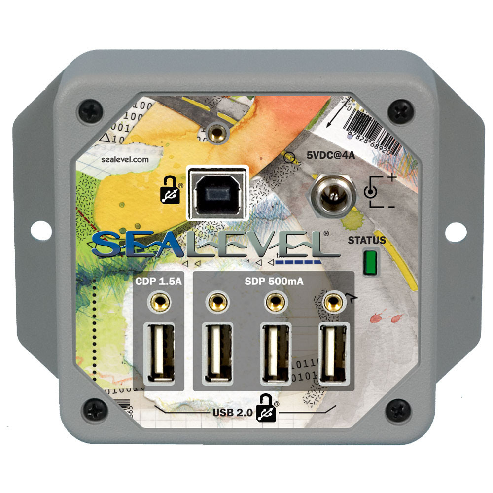 USB 2.0 4-Port Hub w/ 1 CDP & SeaLATCH Connectors